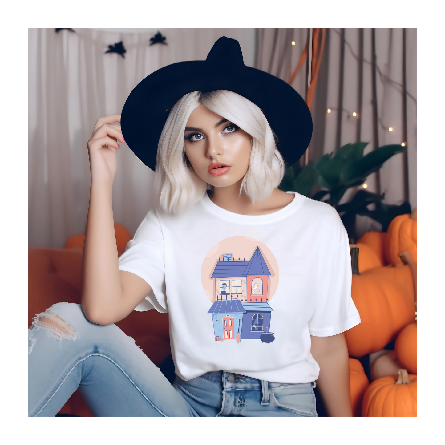 Haunted House Jersey Short Sleeve Tee for women, halloween shirts for men, funny halloween, plus size fall outfits, plus size fashion, cute halloween costumes, halloween shirts for mom, halloween shirts for dad