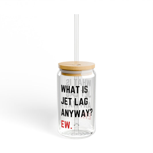 Taylor Swift Jet Lag Glass Tumbler with bamboo lid and straw- 16oz