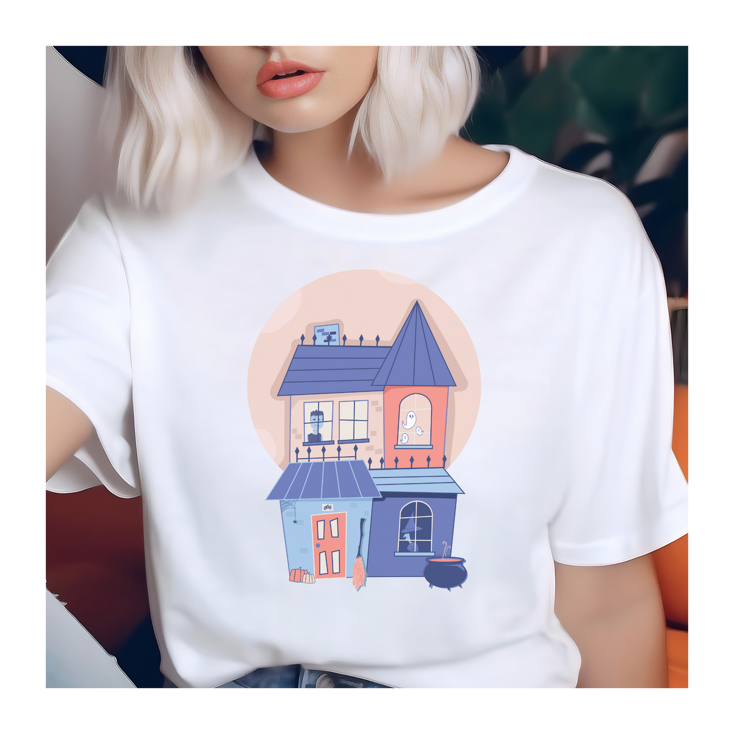 Haunted House Jersey Short Sleeve Tee for women, halloween shirts for men, funny halloween, plus size fall outfits, plus size fashion, cute halloween costumes, halloween shirts for mom, halloween shirts for dad