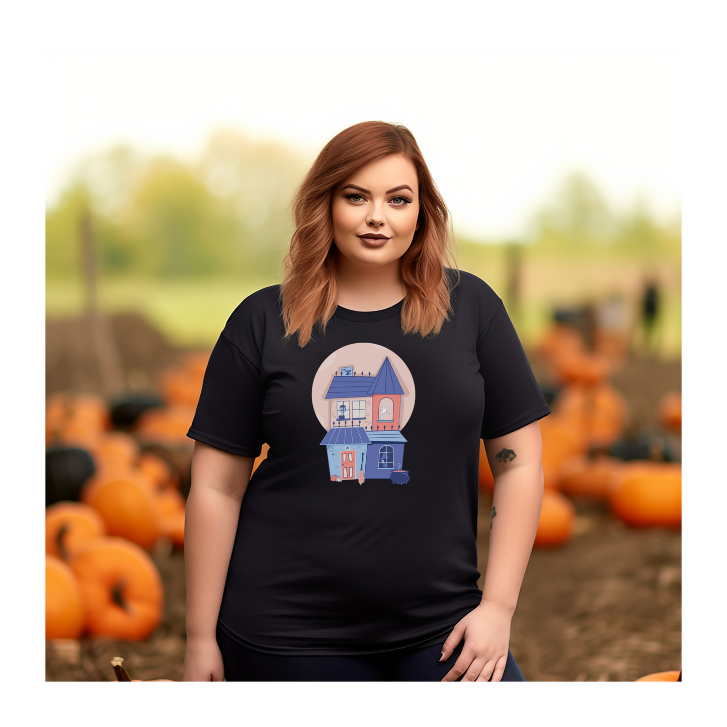 Haunted House Jersey Short Sleeve Tee for women, halloween shirts for men, funny halloween, plus size fall outfits, plus size fashion, cute halloween costumes, halloween shirts for mom, halloween shirts for dad