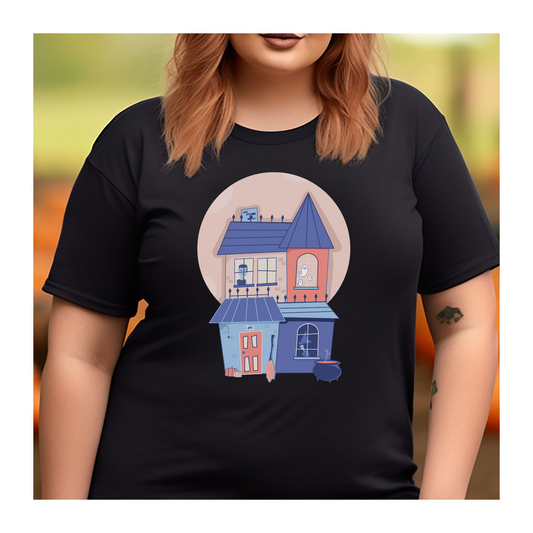 Haunted House Jersey Short Sleeve Tee for women, halloween shirts for men, funny halloween, plus size fall outfits, plus size fashion, cute halloween costumes, halloween shirts for mom, halloween shirts for dad